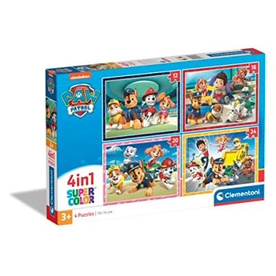 Image of Clementoni 21513 4 In 1 Supercolor Puzzle Paw Patrol 12+16+20+24 Pieces, Jigsaw For Kids Age 3, Cartoon, Made Italy
