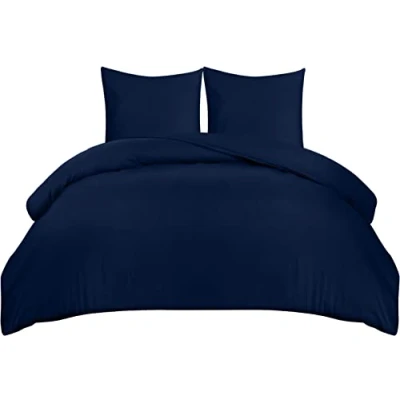 Image of Utopia Bedding Bettwäsche 220x240 Set Mikrofaser Bettbezug 240x220 cm + 2 Kissenbezüge 65x65 Marineblau