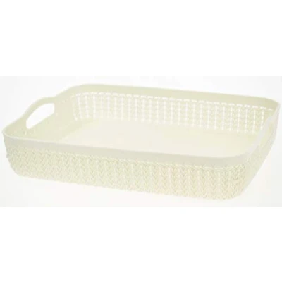 Image of Curver Knit Effect Storage Tray Large Cream
