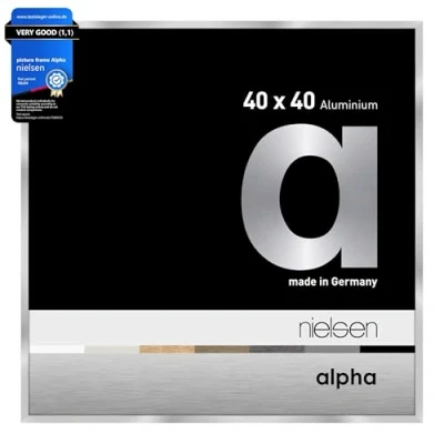 Image of nielsen Alpha Photo Frame 40x40cm Aluminium Picture Frame, Silver with Protective Float Glass and Push Turn Clips