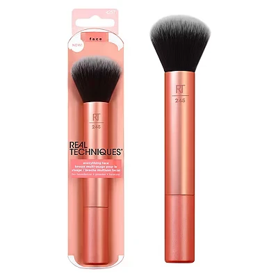 Image of Real Techniques Everything Face Makeup Brush, Flawless Finish, Streak Free Application, For Foundation, Concealer, and Powder Orange,1 Count