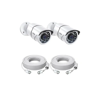 Image of ZOSI 2 Pack 5MP Add on PoE CCTV Security Cameras, Outdoor Indoor Surveillance Bullet Camera, IP66 Waterproof, 120ft Night Vision, Motion Detection, Only Work Camera System