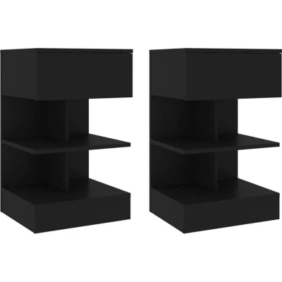 Image of vidaXL Bedside Cabinets 2 pcs Black 40x35x65 cm