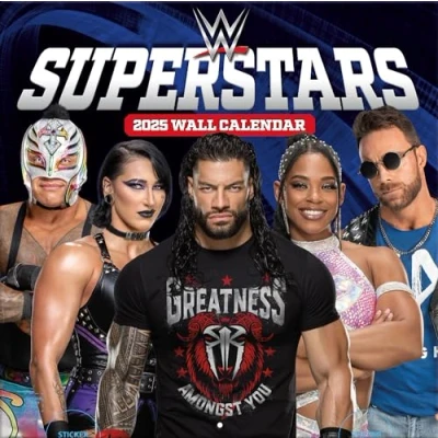 Image of TURNER LICENSING WWE Superstars 2025 12x12 Team Wall Calendar (25998075117)