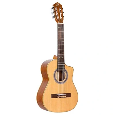 Image of Ortega Guitars Concert Guitar Requinto Series deep body includes Gig Bag cedar/sapele (RQC25)