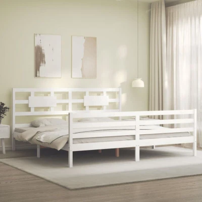 Image of vidaXL Bed Frame without Mattress White 200x200 cm Solid Wood