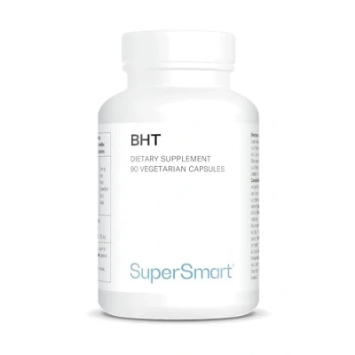 Image of Supersmart BHT (Butylated HydroxyToluene) 300 Mg Anti Aging &amp; Antioxidant Supplement Immune System Booster Non GMO Gluten Free 90 Vegetarian Capsules