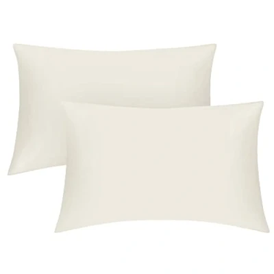 Image of 200 Thread Count Egyptian Cotton Pillow Cases Luxury Bedding Soft Covers Envelope Closure 50 x 75 Pillowcases 2 Pack Cream