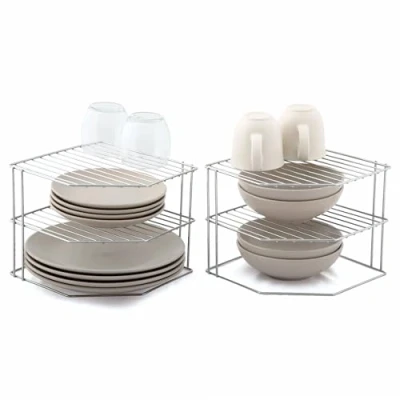 Image of simplywire 3 Tier Plate Racks Pack of 2 Kitchen Cupboard Organisers Chrome