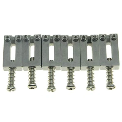 Image of KAISH Set of 6 Stainless Steel Saddles Guitar Bridge Saddle 10.5mm String Spacing for Strat Tele Guitars