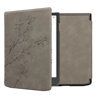 Image of kwmobile Cover Compatible with Pocketbook InkPad 4 / Color 3 2 Vivlio eReader Case Magnolias Grey