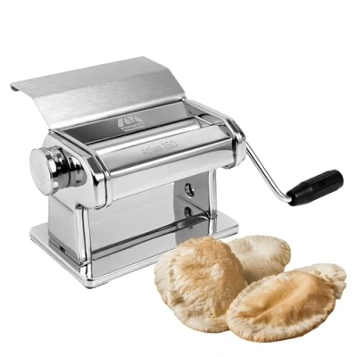 Image of Marcato Pasta Machine, Maker, Roller for Handmade Pasta, Made in Italy, Chromed Steel, Lasagna and Baked Goods, Compatible with 11 Extra Attachments. Model: Atlas 150 Slide