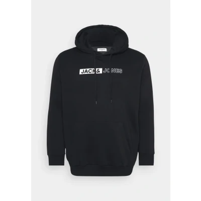 Image of JACK&amp;JONES PLUS Men&#039;s Jjecorp Logo Sweat Hood Play Noos Pls Sweatshirt, Black/Print:Play 5, XXXXXL