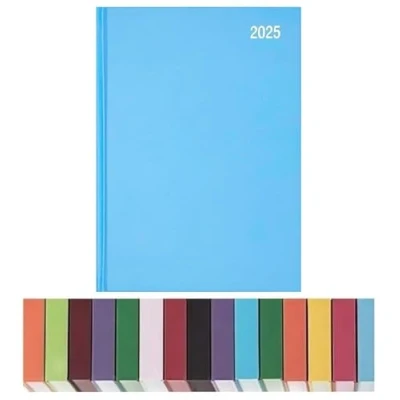 Image of Top Sale 2025 A5 Week To View Yearly Diary with Hard Cover Light Blue Matching Ribbon Marker