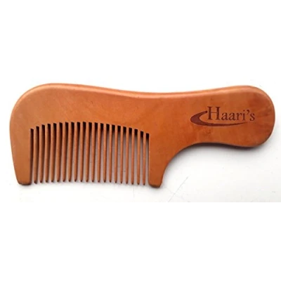 Image of Wooden Pocket Comb Hairdresser Hairbrush Detangling No Static Hair (Wide Tooth, peach wood)