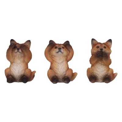 Image of Nemesis Now Three Wise Foxes 8.5cm, Resin, Brown, Foxes, Occult Figurine Trio Set, Fox Gift, Cast in the Finest Expertly Hand Painted