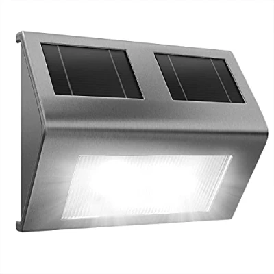 Image of DEUBA® Large Solar Light Outdoor Garden Security Wall LED Lamp Outside Stainless Steel, Perfect for Garden, Path, House IP65 Waterproof Dusk till Dawn Day &amp; Night Sensor