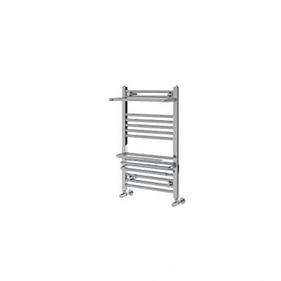 Image of Kindre Chrome Heated Bathroom Towel Rail Vertical Radiator Ladder Design With Hangers 800mm x 500mm