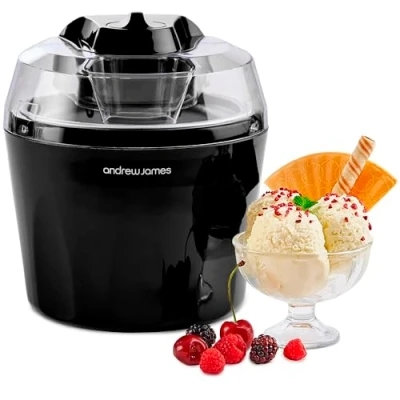 Image of Andrew James Ice Cream Maker Machine Frozen Yoghurt Sorbet Maker, Detachable Mixing Paddle, Professional Ingredients Funnel, Voted Best Buy Icecream by Which? Magazine, 1.5L (Black)