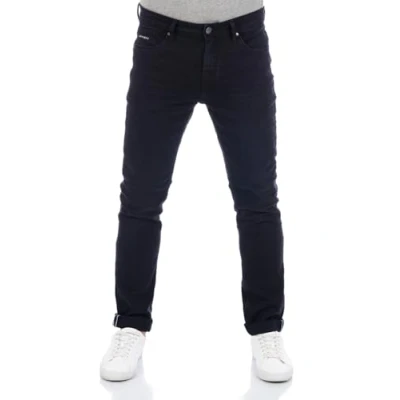 Image of DENIMFY DFMiro Men&#039;s Stretch Straight Fit Jeans Cotton Denim Blue Black Grey 30 31 32 33 34 36 38 40, (B122), W/34 L