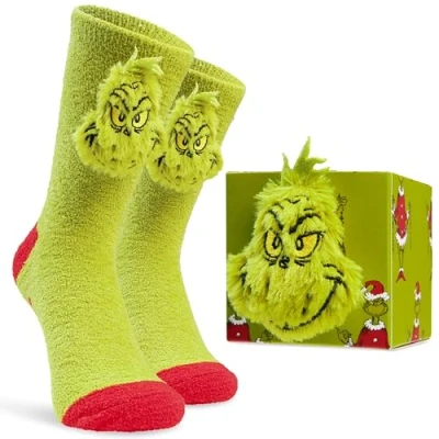 Image of The Grinch Men&#039;s Fluffy Slipper Socks, Non Slip Gifts for Him