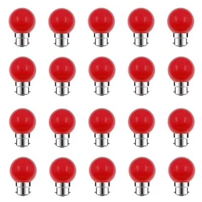 Image of ZFQ 20 Pack B22 Bayonet Colored LED Light Bulbs 2W G45 Golf Ball Mini Globe Bulb Lighting Bulbs,Red for Outdoor Indoor String Patio Garden Party Christmas, Tree, Fairy Night Lights