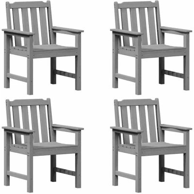 Image of vidaXL Garden Dining Chairs 4 pcs Light Grey 65.5x55.5x88 cm HDPE