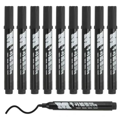 Image of M&amp;G Permanent Markers, 10 Pack Quick Dry Waterproof Fiber Tip Pens for Paper, Glass, Plastic, Wood, Stone, Metal Surface, Black