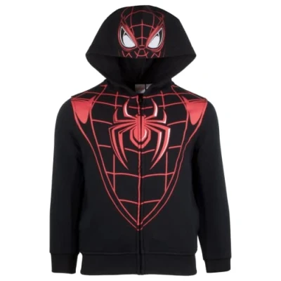Image of Marvel Superheroes Boys Zip Up Fashion Hoodie for Kids, Spider Man Costume and Avengers Hooded Sweatshirt Miles Morales, 2022 10 12