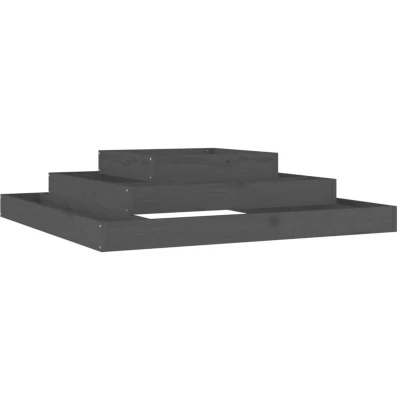 Image of vidaXL Solid Wood Pine Planter Grey 110x110x27 cm Raised Bed Flower Stand