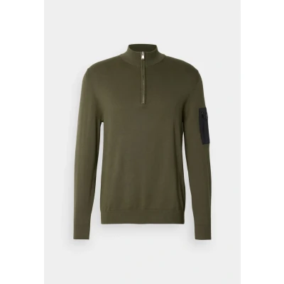 Image of Barbour International Blades HALF ZIP Jumper Jumper, Men&#039;s, Size: Medium, Uniform green