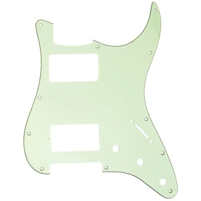 Image of Musiclily Pro 11 Hole HH Strat Pickguard 2 Humbuckers Scratch Plate for American/Mexican Fender Standard Stratocaster Modern Style Electric Guitar, 3Ply Mint Green