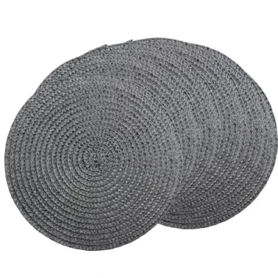 Image of SCF2017 Round Woven Plastic Placemats 18cm Small Table Mats,Set of 6,Grey