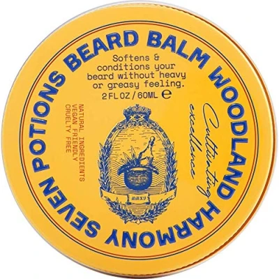 Image of Seven Potions Soft Beard Balm for Men — Conditioning Softener to Nourish Skin, Facial Hair, and Stop Itch All Natural, Vegan, Cruelty Free Woodland Harmony (60ml)