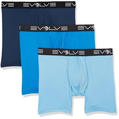 Image of Evolve Men&#039;s Sport Mesh 3 Pack 6&#039;&#039; Boxer Brief, Varsity Navy/Power Blue/Alaskan Blue, Large