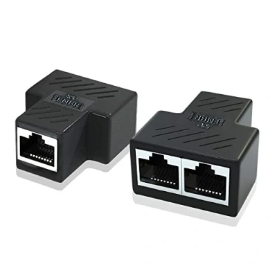 Image of Ethernet Splitter, RJ45 Splitter Adapter LAN Network Internet 1 to 2, extender Socket Connector Cable&amp;LAN for Cat5 Cat5e Cat6 Cat 7 Cable 2pcs