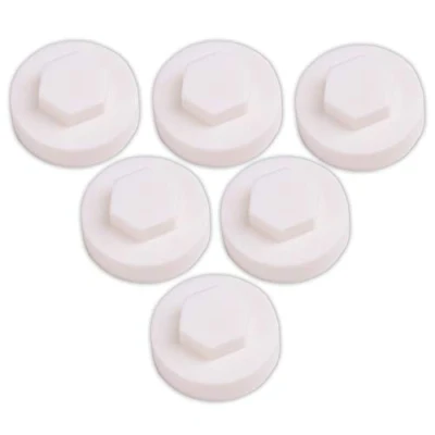 Image of 100x White Hex TEK Roofing Cover Caps for 16mm Washer/Coverage &amp; 8mm Recess