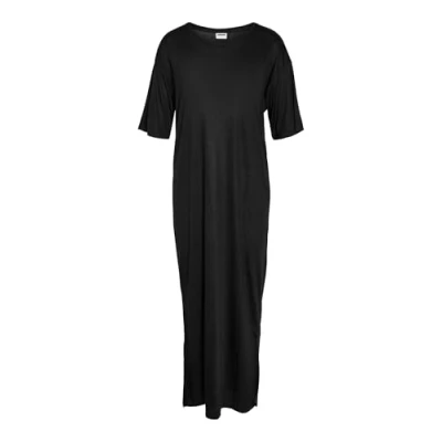 Image of Noisy May Women&#039;s Maxi Dress Long Tee Extra Relaxed Fit Crewneck Simple Dress, Colours:Black, Size:M