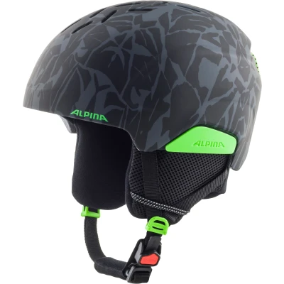 Image of ALPINA Unisex Children, PIZI ski helmet, black green camo matt, 46 51 cm