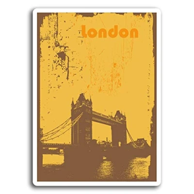 Image of 2 x 10cm London Tower Bridge UK Vinyl Stickers Sticker Laptop Luggage #17000 (10cm Tall)