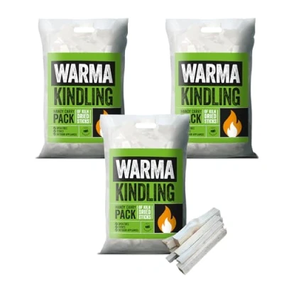 Image of 3 x Carry Bags Warma Premium Kindling Tinder Dry Wood Burning Easy to Light For Starting Open Fires Log Burners Stoves Fire Pits Chimenea Camping Festival Outdoor Holiday Garden Barbecue BBQ