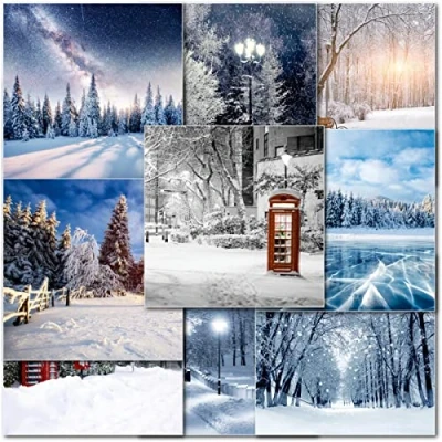 Image of doodlecards Pack of 10 Mixed Winter Scenes Christmas Cards. Printed in UK, Premium Quality &amp; 100% Recyclable.