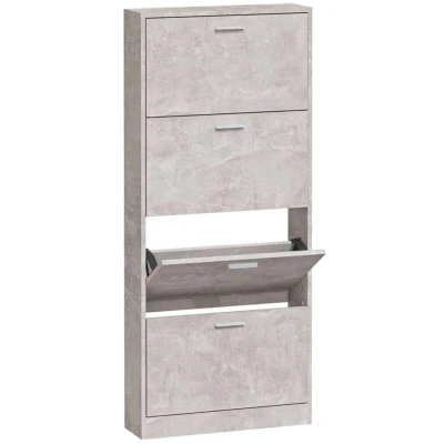 Image of vidaXL Shoe Cabinet Concrete Grey 59x17x150 cm Engineered Wood