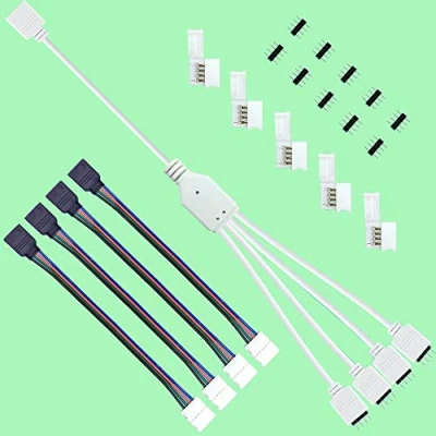 Image of RUNCCI YUN Led 4pin Extension Kit,Led Strip Splitter, 4 Pin 1 To Ports Female Connection Cable,Led Light Connectors Pin, For Rgb Color Changing