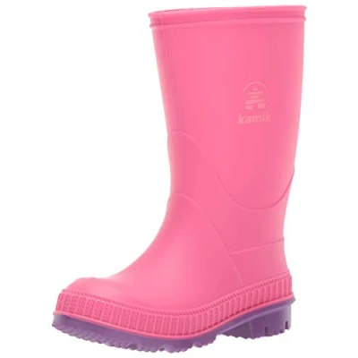 Image of Kamik Boy&#039;s Girl&#039;s Stomp Wellington Boots, Grey Charcoal Magenta Chm, 5.5 UK Child