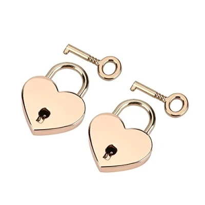 Image of 2 Sets Heart Shaped Lock Small Shape Padlock Key Padlocks Metal with for Jewelry Box Storage Diary Luggage Handbag Gifts