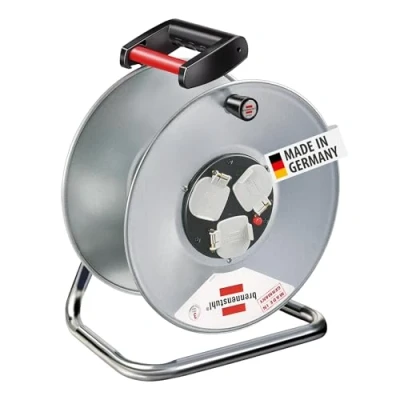 Image of Brennenstuhl Garant 3 way socket cable reel without extension (rust proof), empty with ergonomic handle