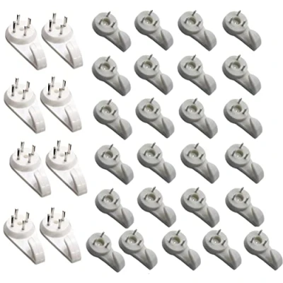 Image of Merriway BH06985 (33 Pcs) Assortment of White Non Trace Hardwall Picture Hooks, 38 x Large 25 Medium Pack 33 Pieces