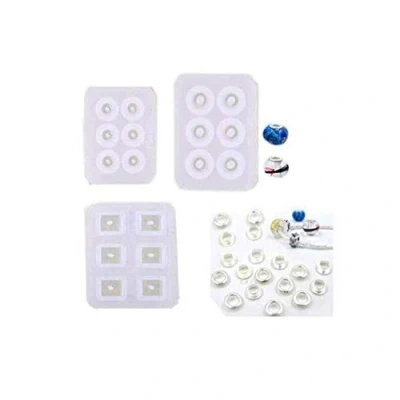 Image of Yalulu 3Pcs Beads Resin Moulds with Hole + 60Pcs Washer for Gemstone Cabochon Bracelet Jewelry Casting