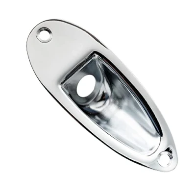 Image of Musiclily Pro 10mm Steel Boat Shape Jack Ferrule Plate for Strat Style Electric Guitar, Chrome